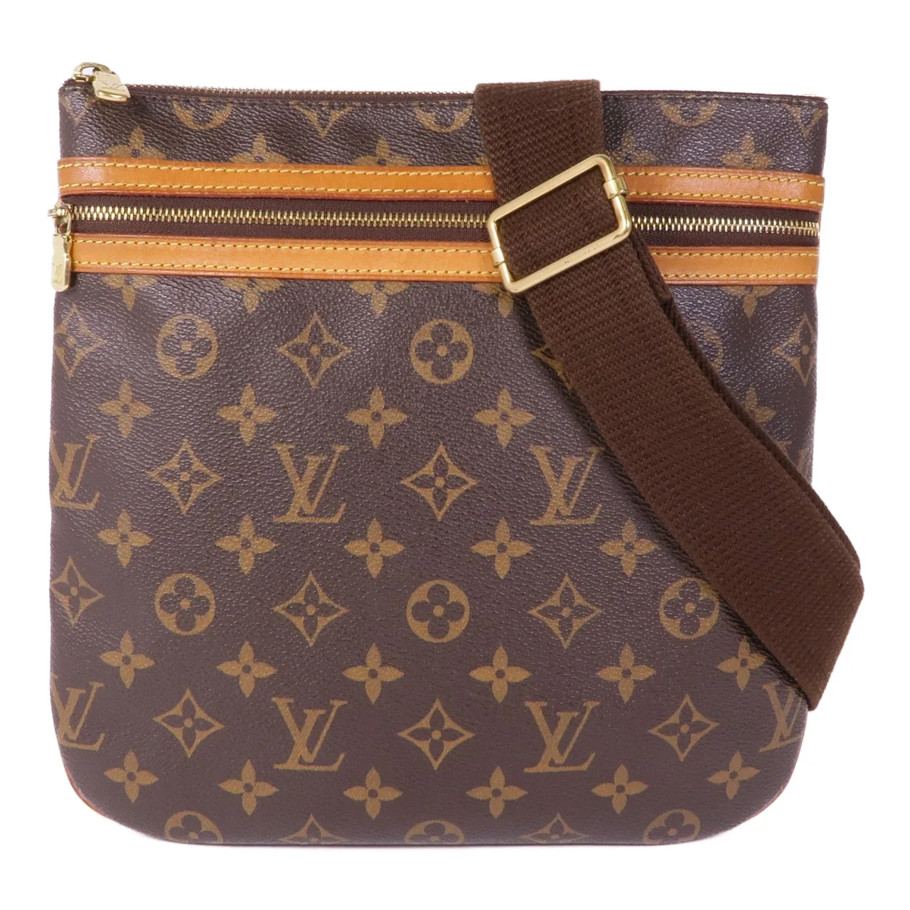 LOUIS VUITTON Pochette Bosphore M40044 肩背包 塗層帆布 棕色 / Brown