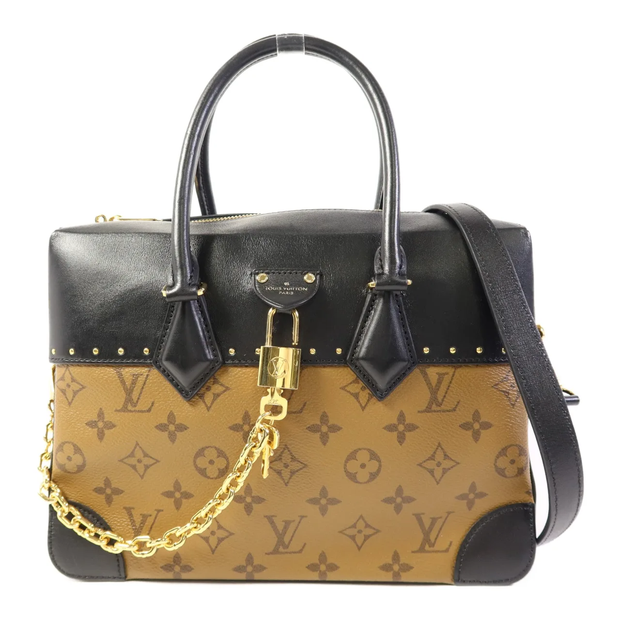 LOUIS VUITTON Malle M43595 兩用包 塗層帆布 棕色 / 黑色 / Brown/Black