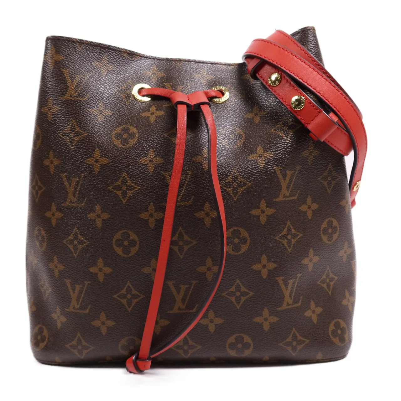 LOUIS VUITTON NeoNoe M44021 肩背包 塗層帆布 紅色 / Brown