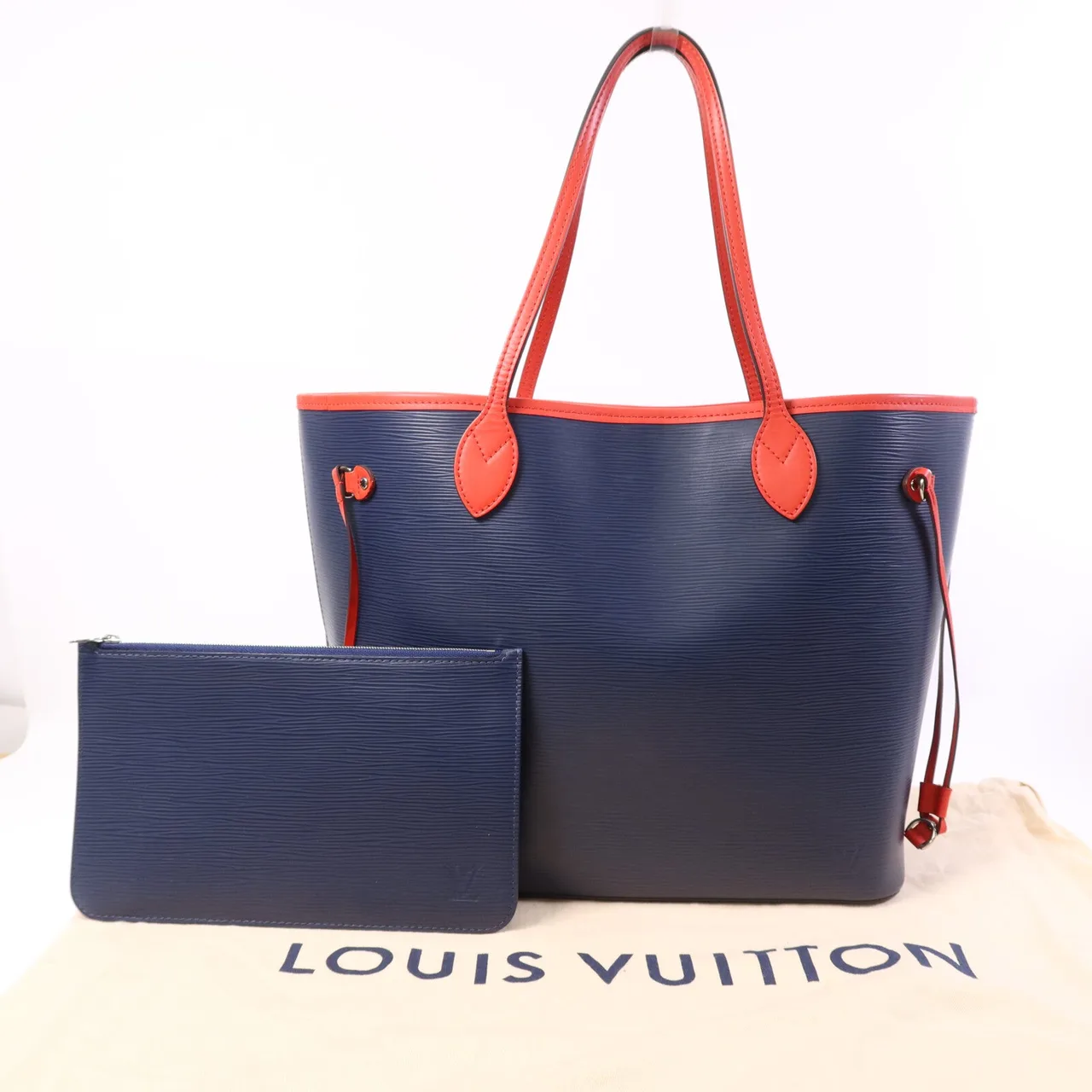 LOUIS VUITTON Neverfull M54270 Shoulder Bag Calfskin 海軍藍 / 紅色 / Navy Calfskin Rank A - Thumbnail 9