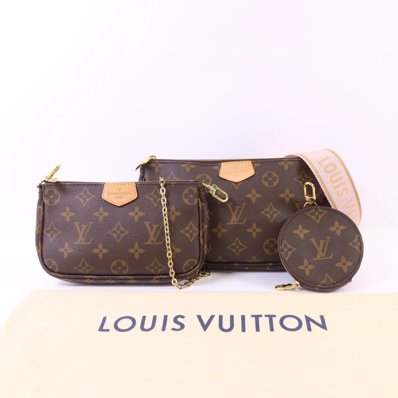 LOUIS VUITTON Multi Pochette M44840 2-Way Bag Coated Canvas 棕色 / 粉色 Coated Canvas Rank A - Thumbnail 25