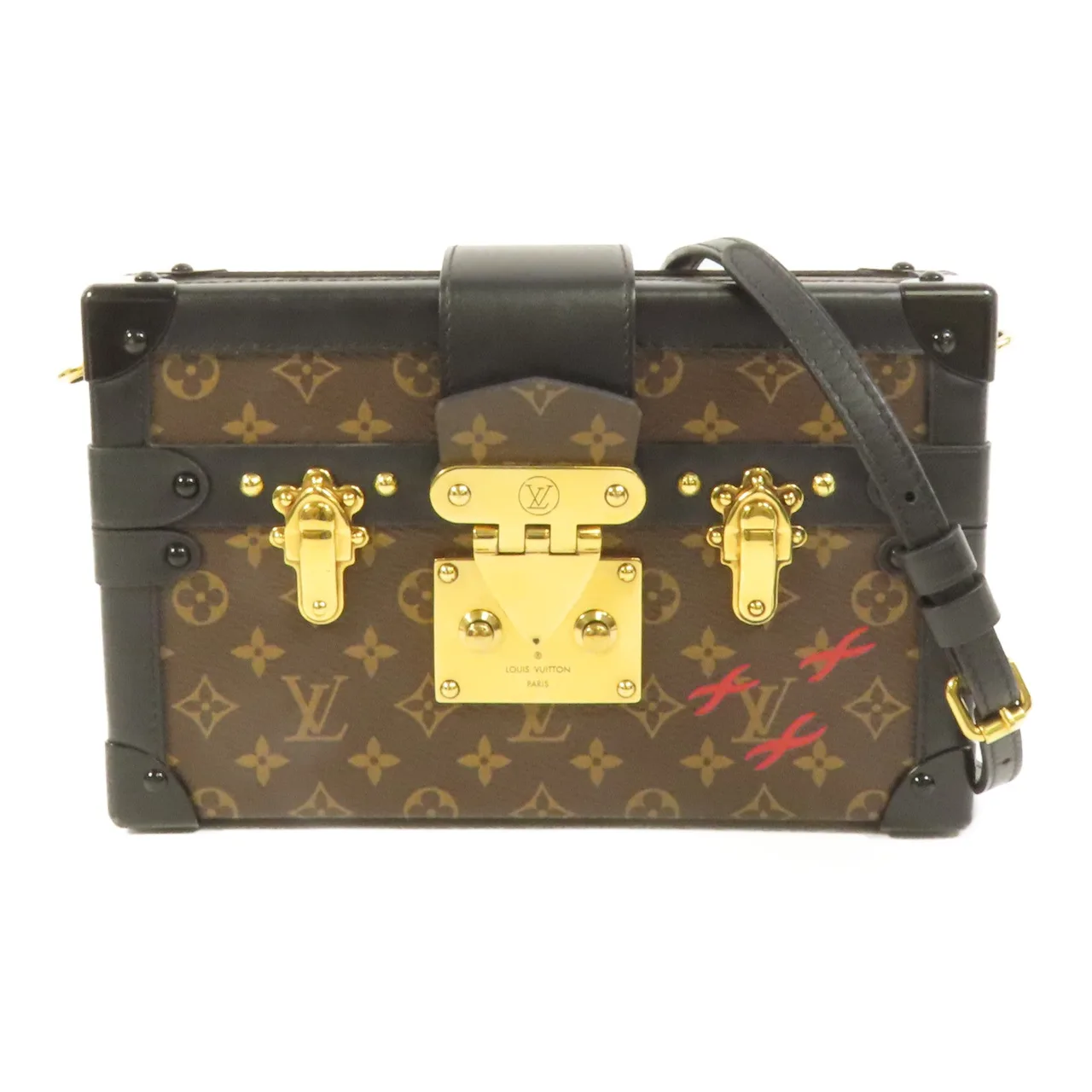 LOUIS VUITTON Petite Malle M45943 Shoulder Bag Coated Canvas 棕色 / Brown