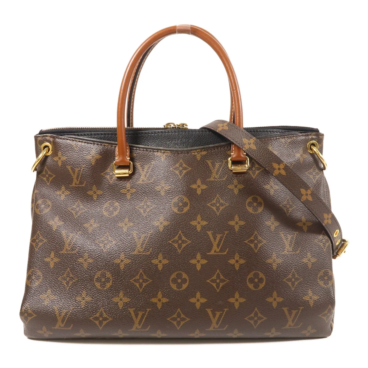 LOUIS VUITTON Pallas M41064 兩用包 塗層帆布 棕色 / NOIR