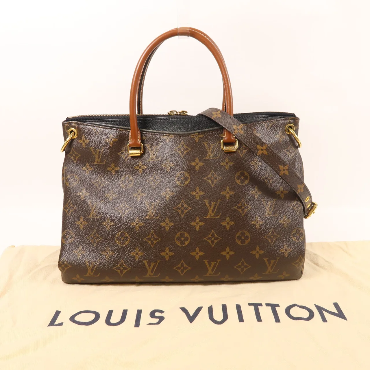 LOUIS VUITTON Pallas M41064 兩用包 塗層帆布 棕色 / NOIR 塗層帆布 中古品B - 縮圖 9