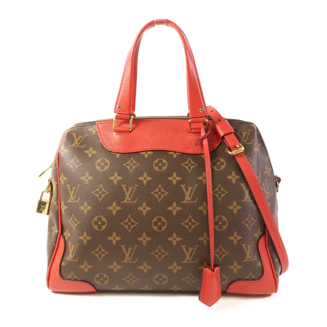LOUIS VUITTON Retiro M40546 2-Way Bag Coated Canvas 棕色 / 紅色