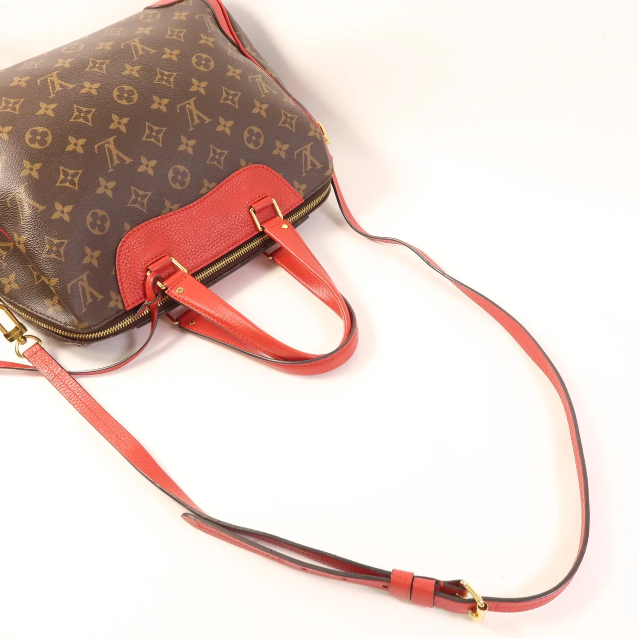 LOUIS VUITTON Retiro M40546 兩用包 塗層帆布 棕色 / 紅色 塗層帆布 中古品A - 縮圖 6