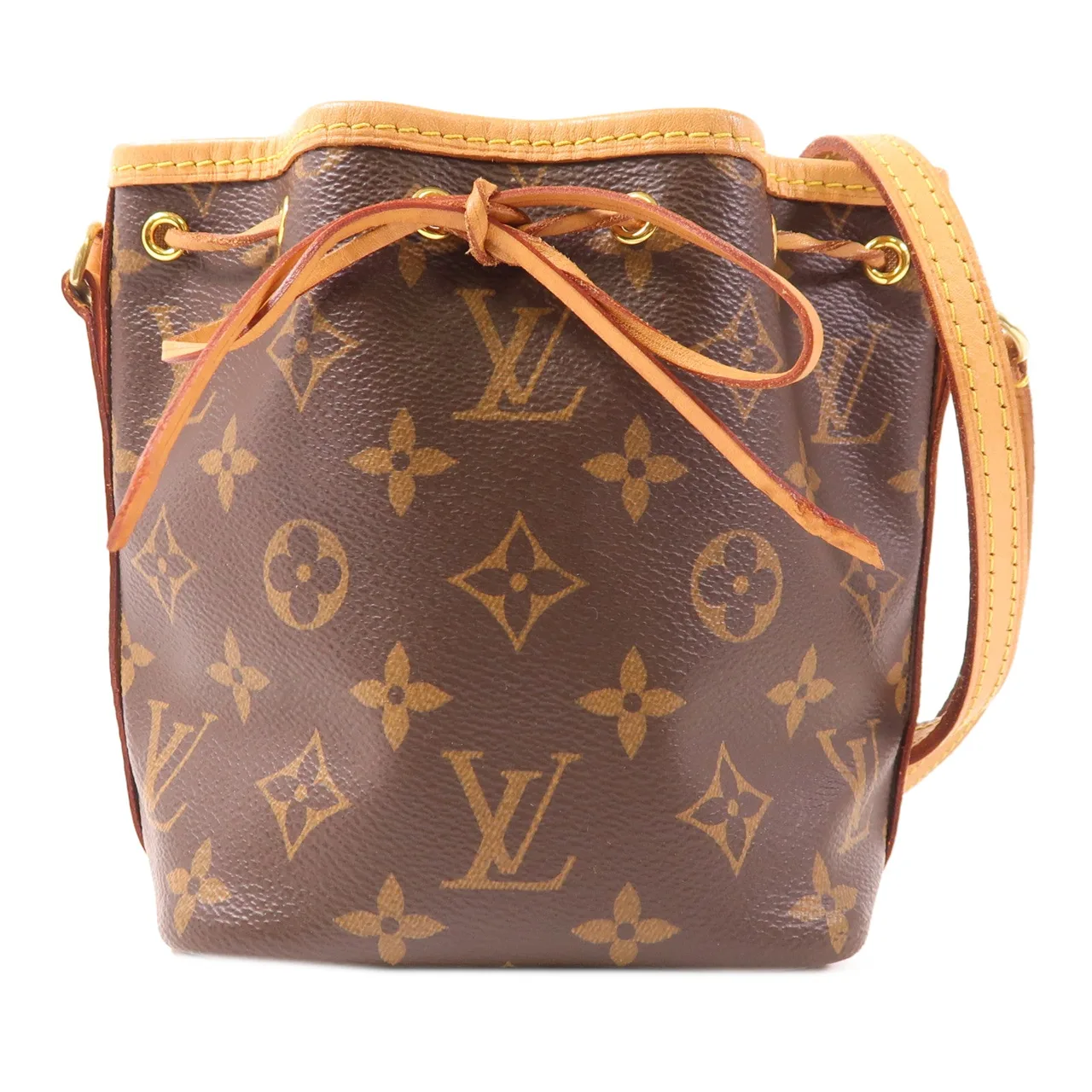 LOUIS VUITTON Nano Noe M41346 肩背包 塗層帆布 棕色
