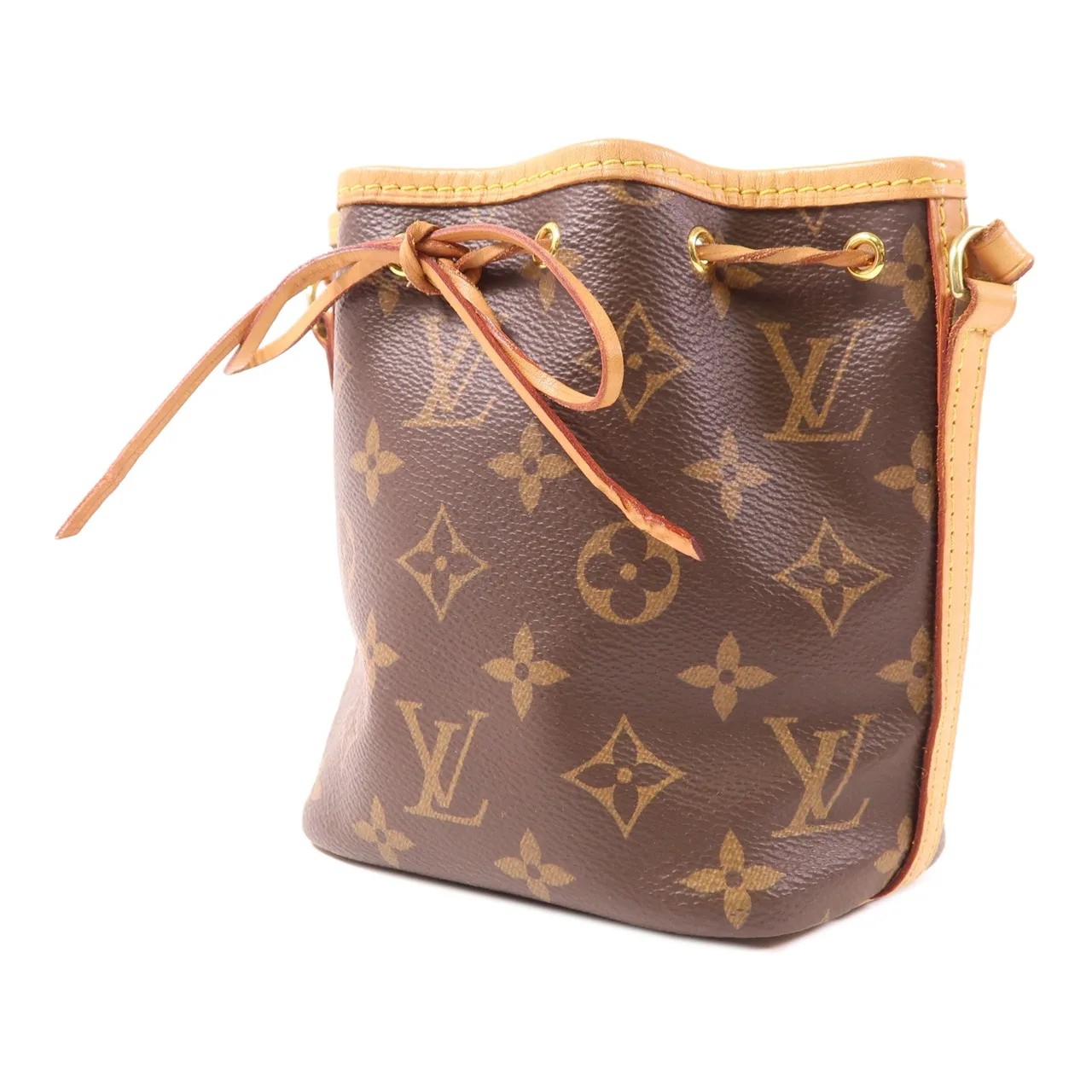 LOUIS VUITTON Nano Noe M41346 肩背包 塗層帆布 棕色 塗層帆布 中古品B - 縮圖 3
