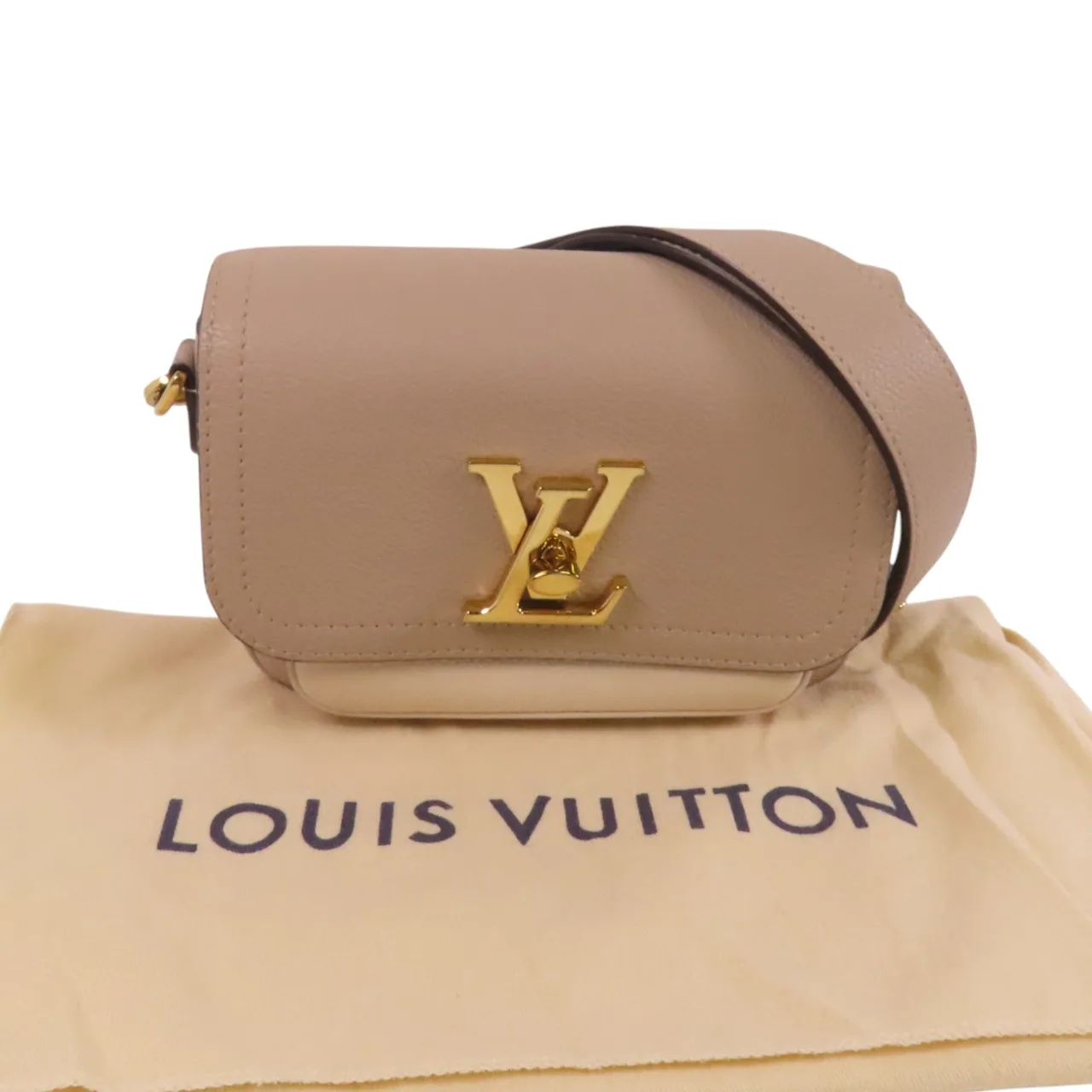 LOUIS VUITTON Lock Me M58554 肩背包 牛皮 米色 牛皮 中古品A - 縮圖 10