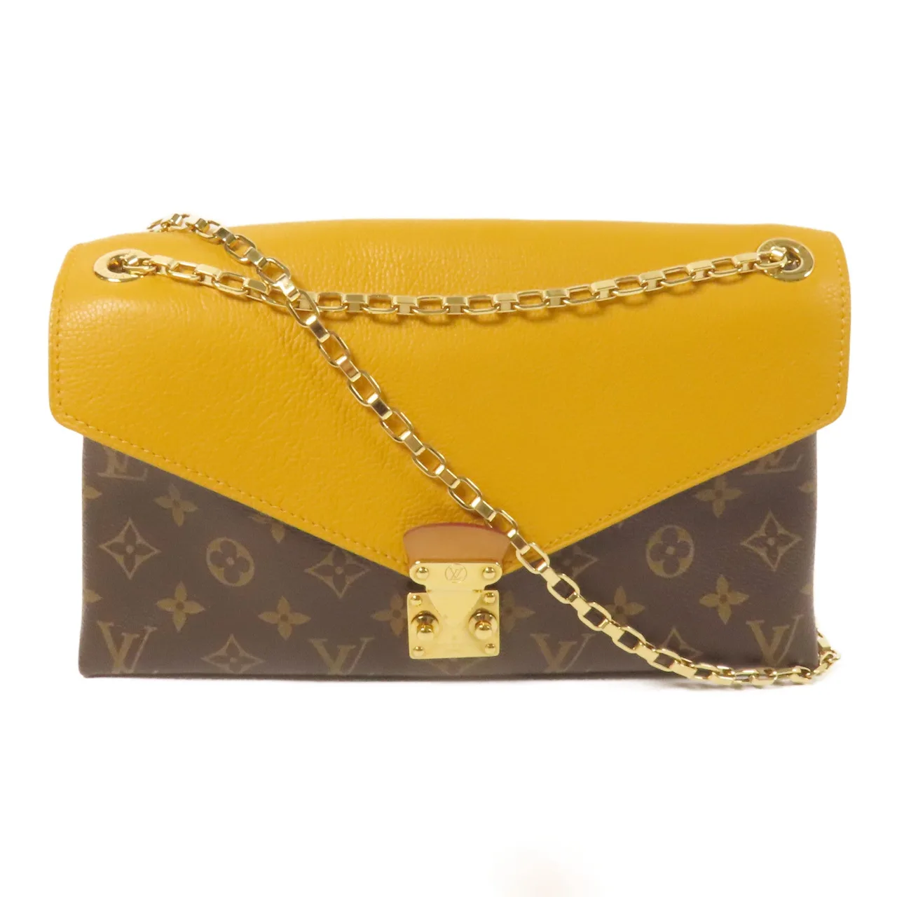 LOUIS VUITTON Pallas M41246 肩背包 塗層帆布 棕色 / 黃色 / Yellow