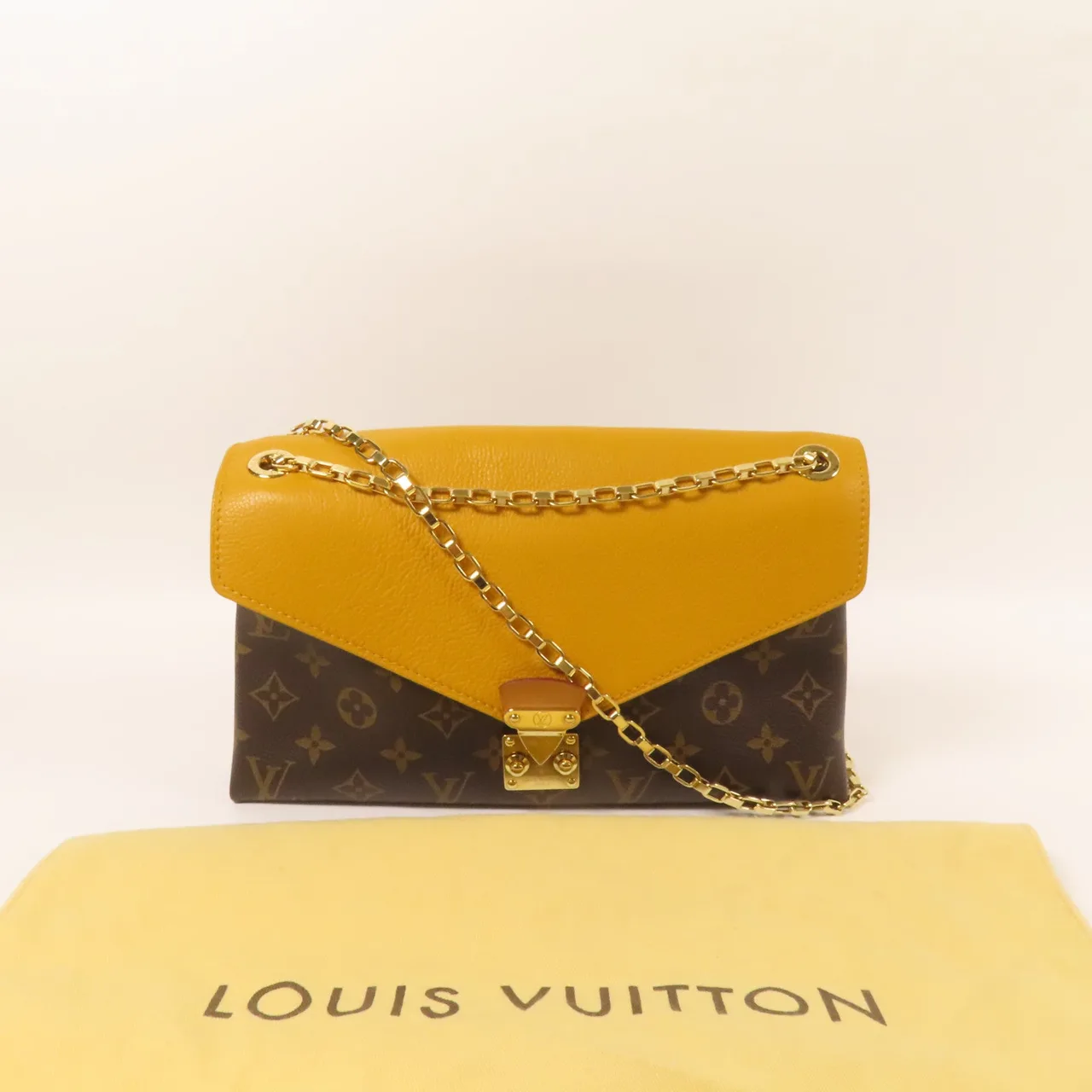 LOUIS VUITTON Pallas M41246 肩背包 塗層帆布 棕色 / 黃色 / Yellow 塗層帆布 中古品A - 縮圖 7