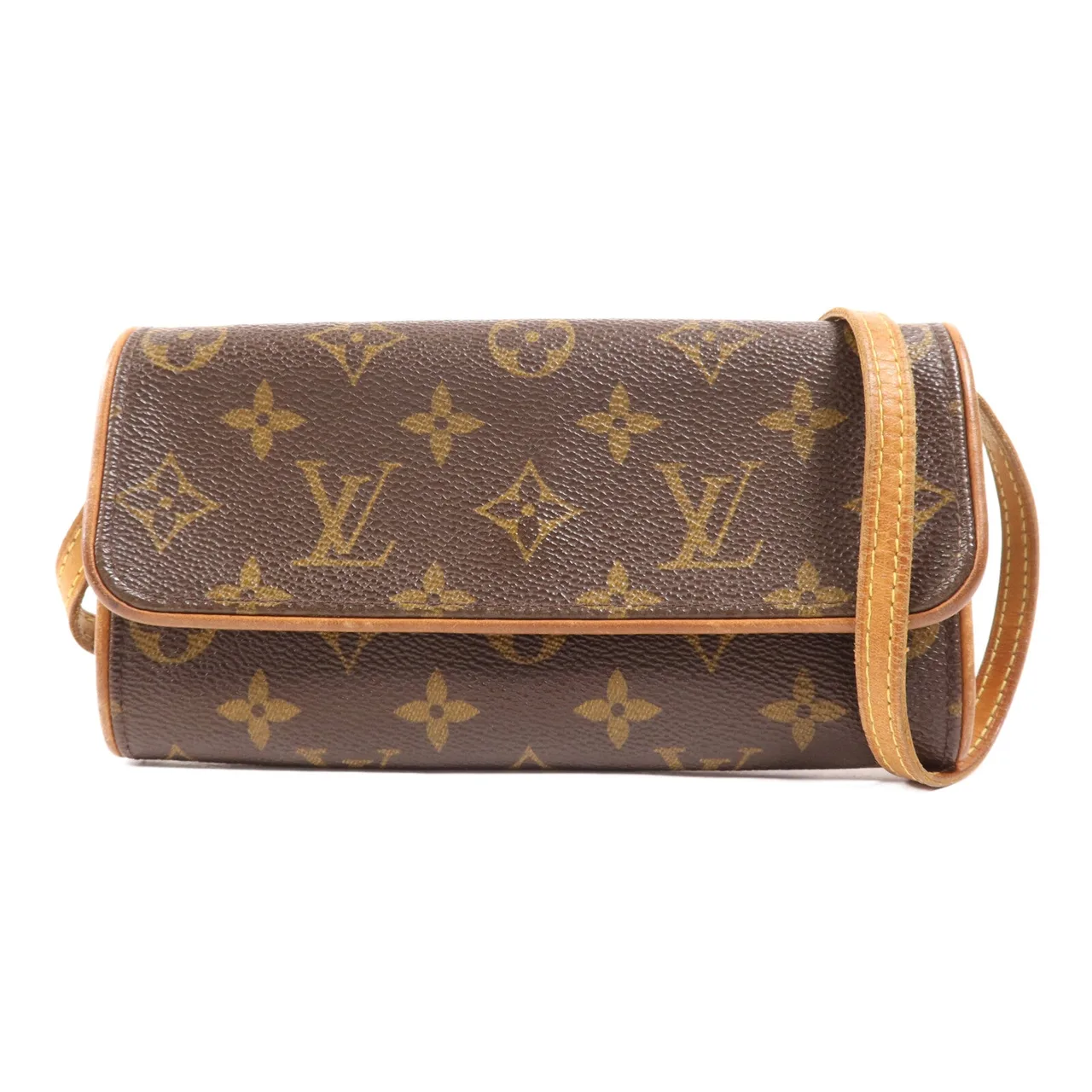 LOUIS VUITTON Pochette Twin M51854 肩背包 塗層帆布 棕色