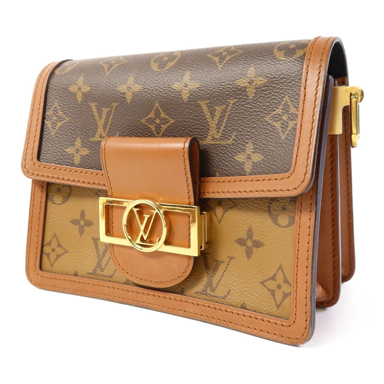 LOUIS VUITTON Mini Dauphine M44580 肩背包 塗層帆布 棕色 塗層帆布 中古品A - 縮圖 3