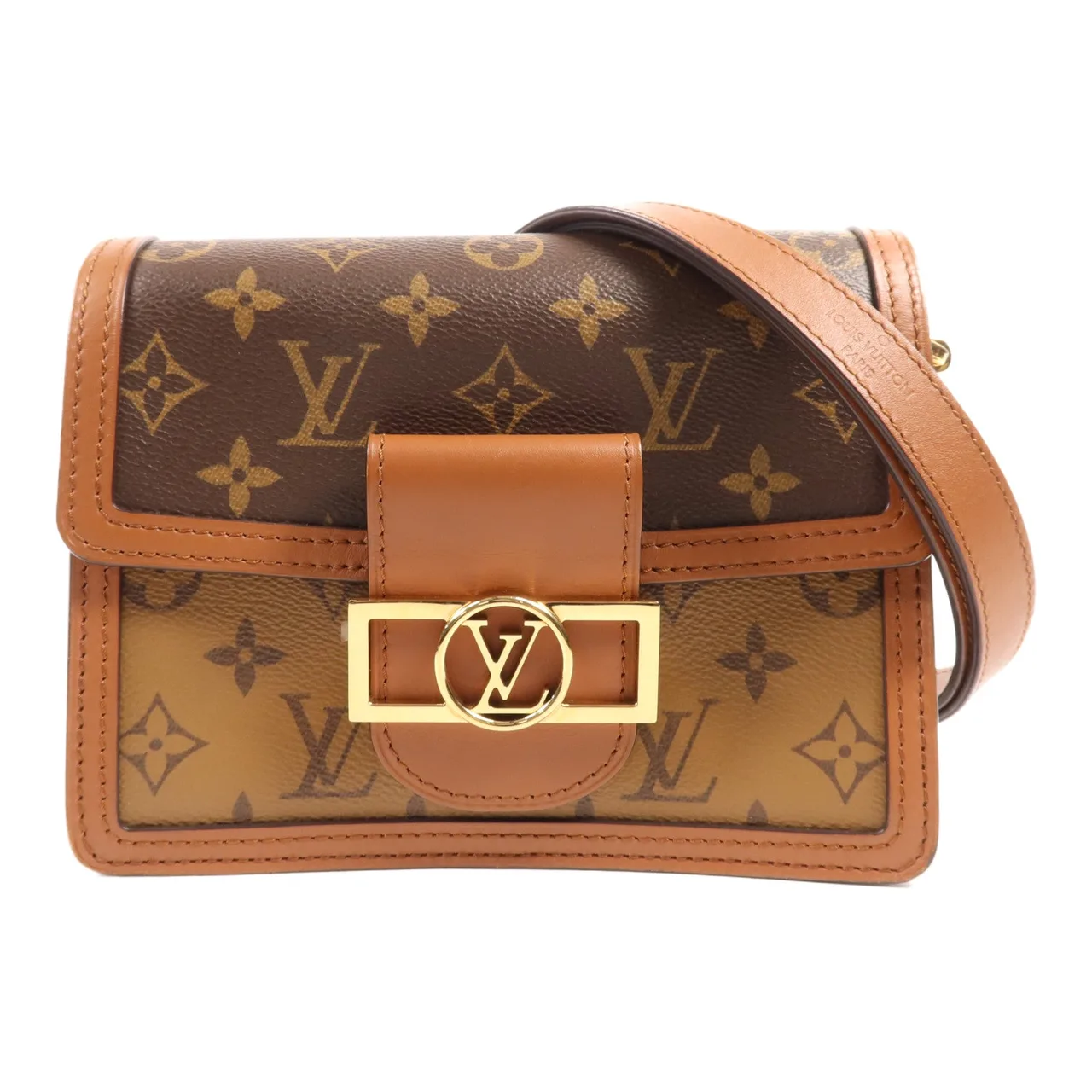 LOUIS VUITTON Mini Dauphine M44580 肩背包 塗層帆布 棕色