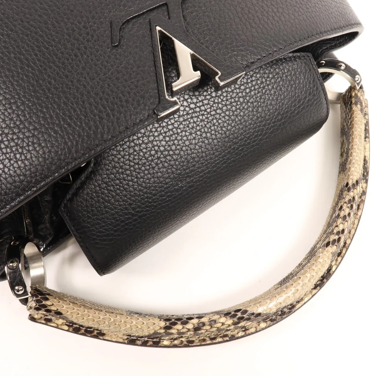 LOUIS VUITTON Capucines N91659 手提包 牛皮 黑色 / Black 牛皮 中古品A - 縮圖 7