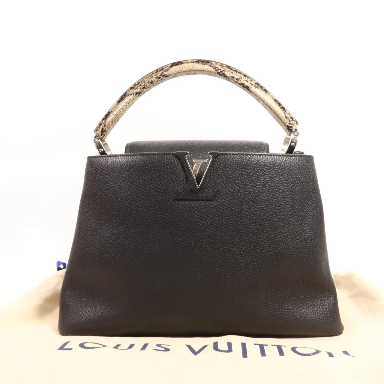 LOUIS VUITTON Capucines N91659 手提包 牛皮 黑色 / Black 牛皮 中古品A - 縮圖 8