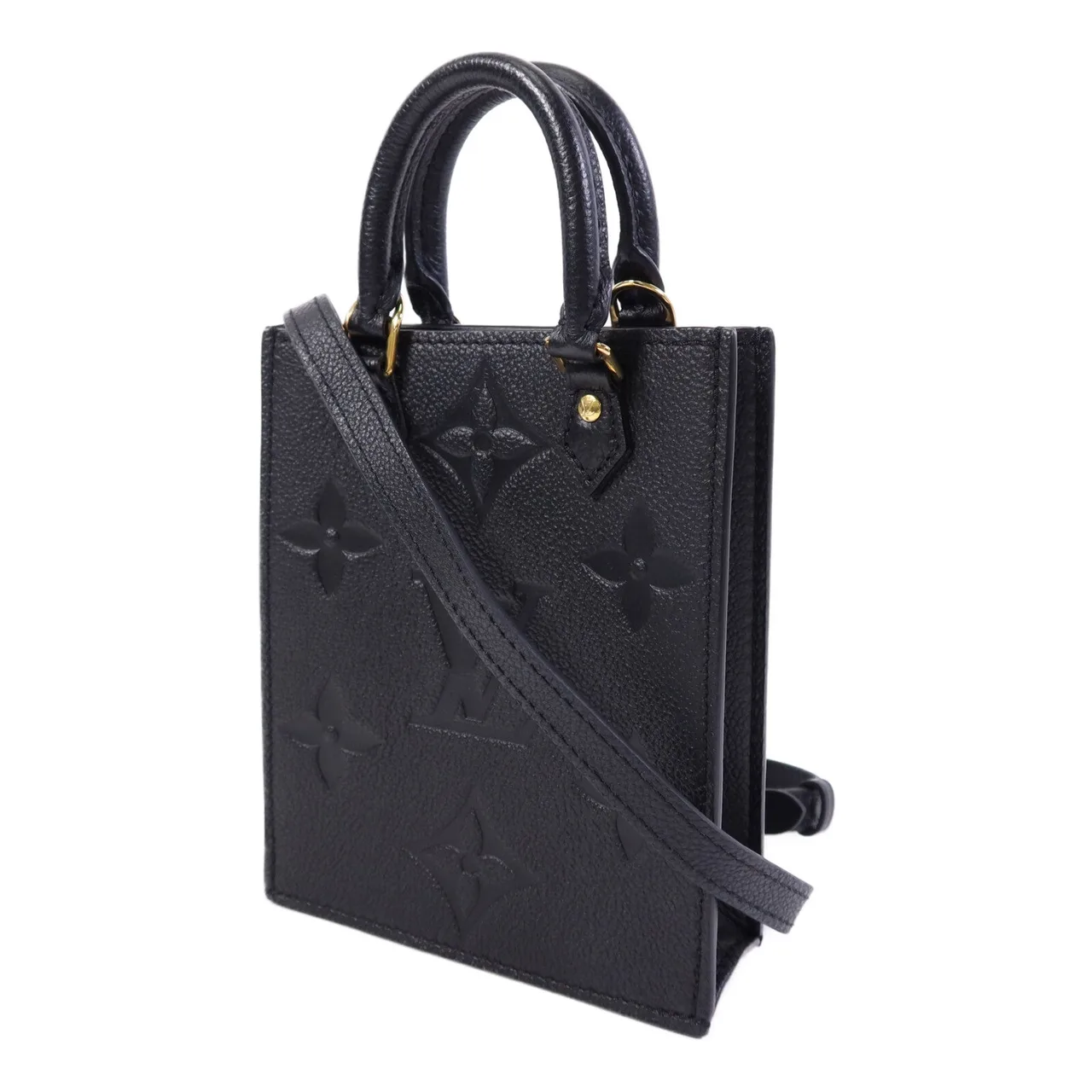 LOUIS VUITTON Petit Sac Plat M81417 2-Way Bag Calfskin 黑色 Calfskin Rank A - Thumbnail 3