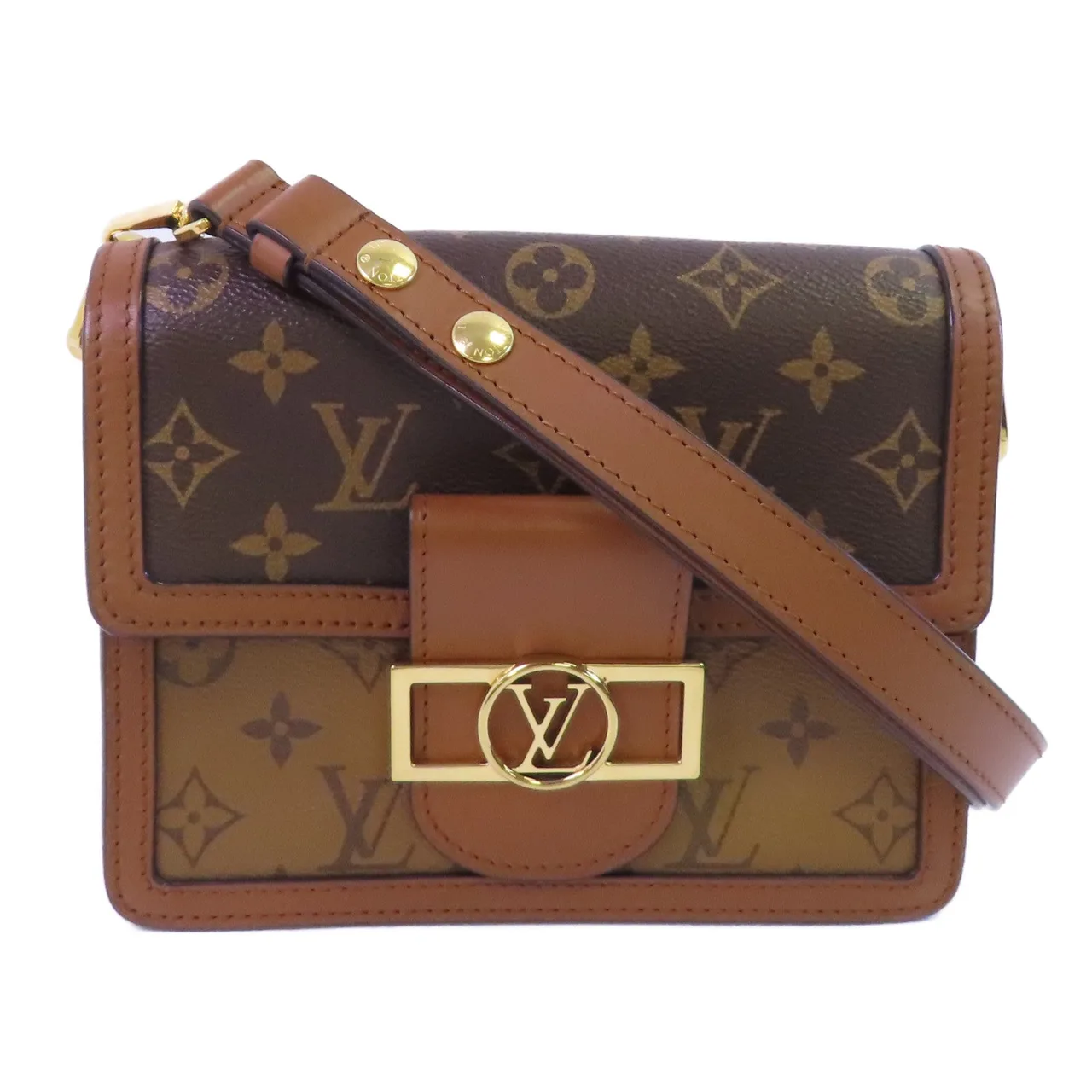 LOUIS VUITTON Mini Dauphine M44580 肩背包 塗層帆布 棕色