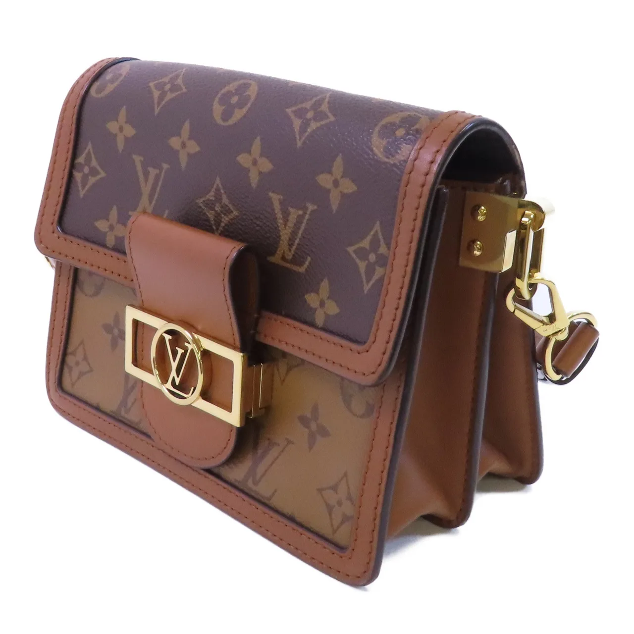 LOUIS VUITTON Mini Dauphine M44580 肩背包 塗層帆布 棕色 塗層帆布 中古品A - 縮圖 3