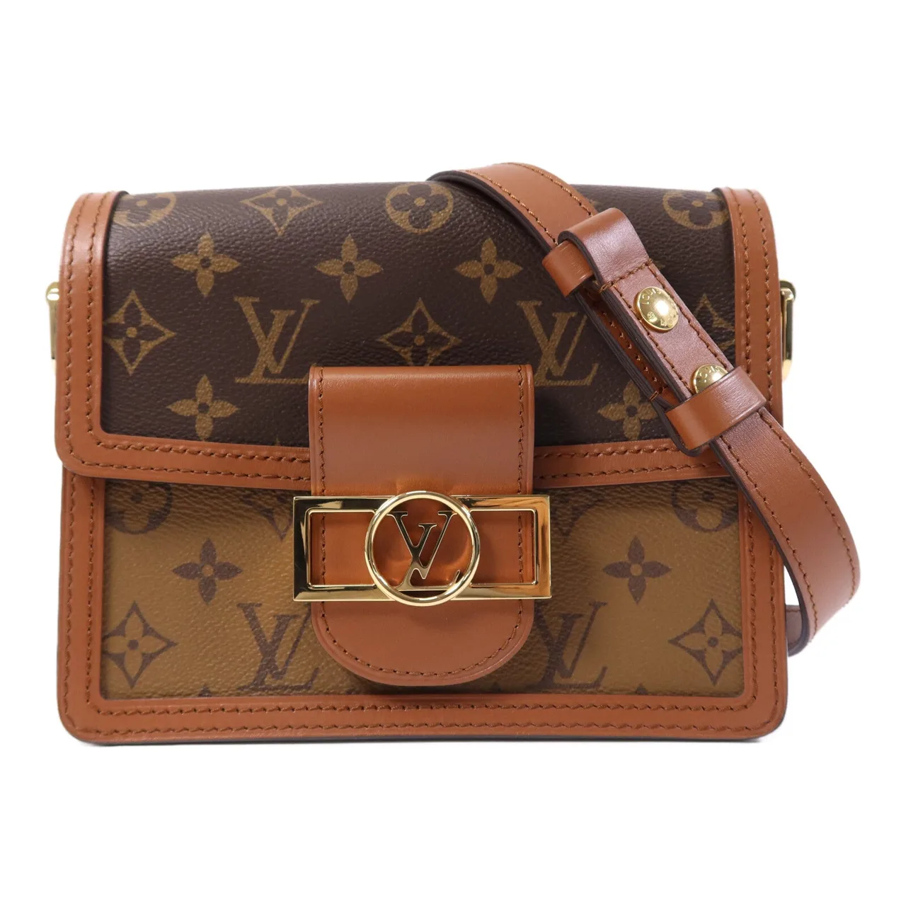 LOUIS VUITTON Mini Dauphine M45959 Shoulder Bag Coated Canvas 棕色