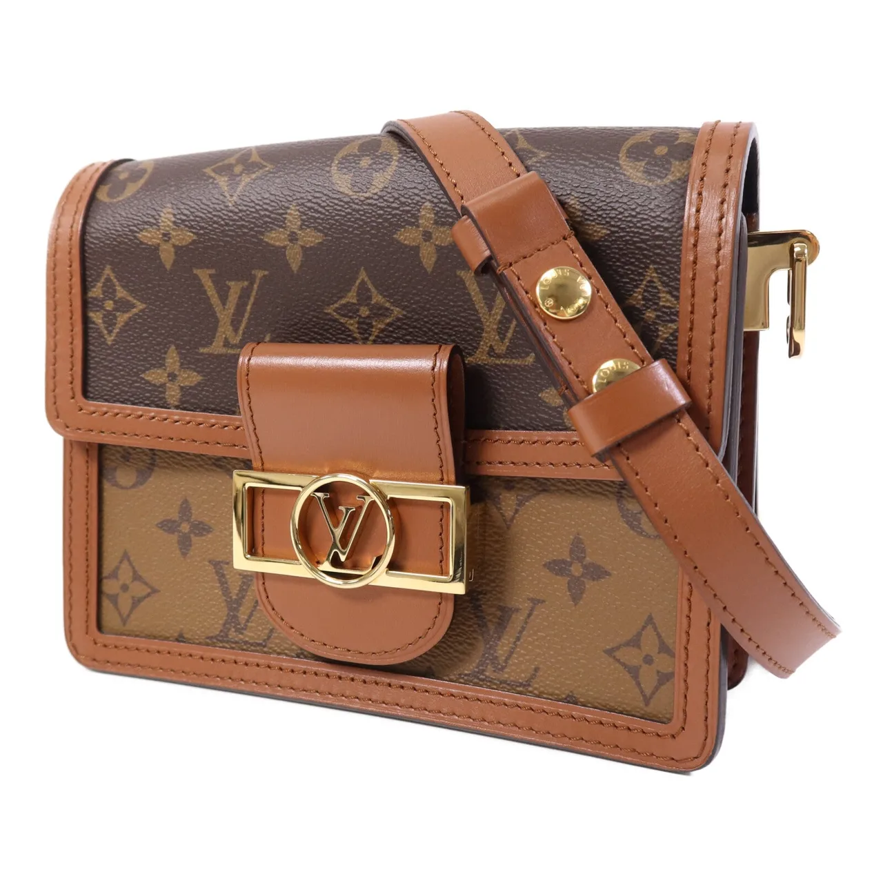 LOUIS VUITTON Mini Dauphine M45959 肩背包 塗層帆布 棕色 塗層帆布 中古品A - 縮圖 3