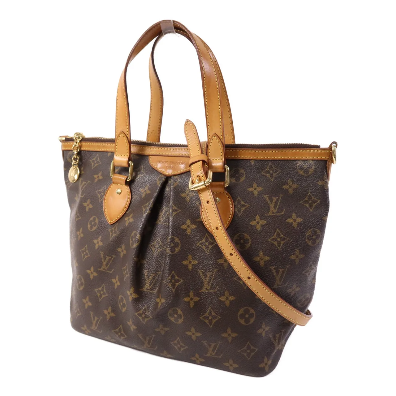 LOUIS VUITTON Palermo M40145 兩用包 塗層帆布 棕色 塗層帆布 中古品B - 縮圖 3