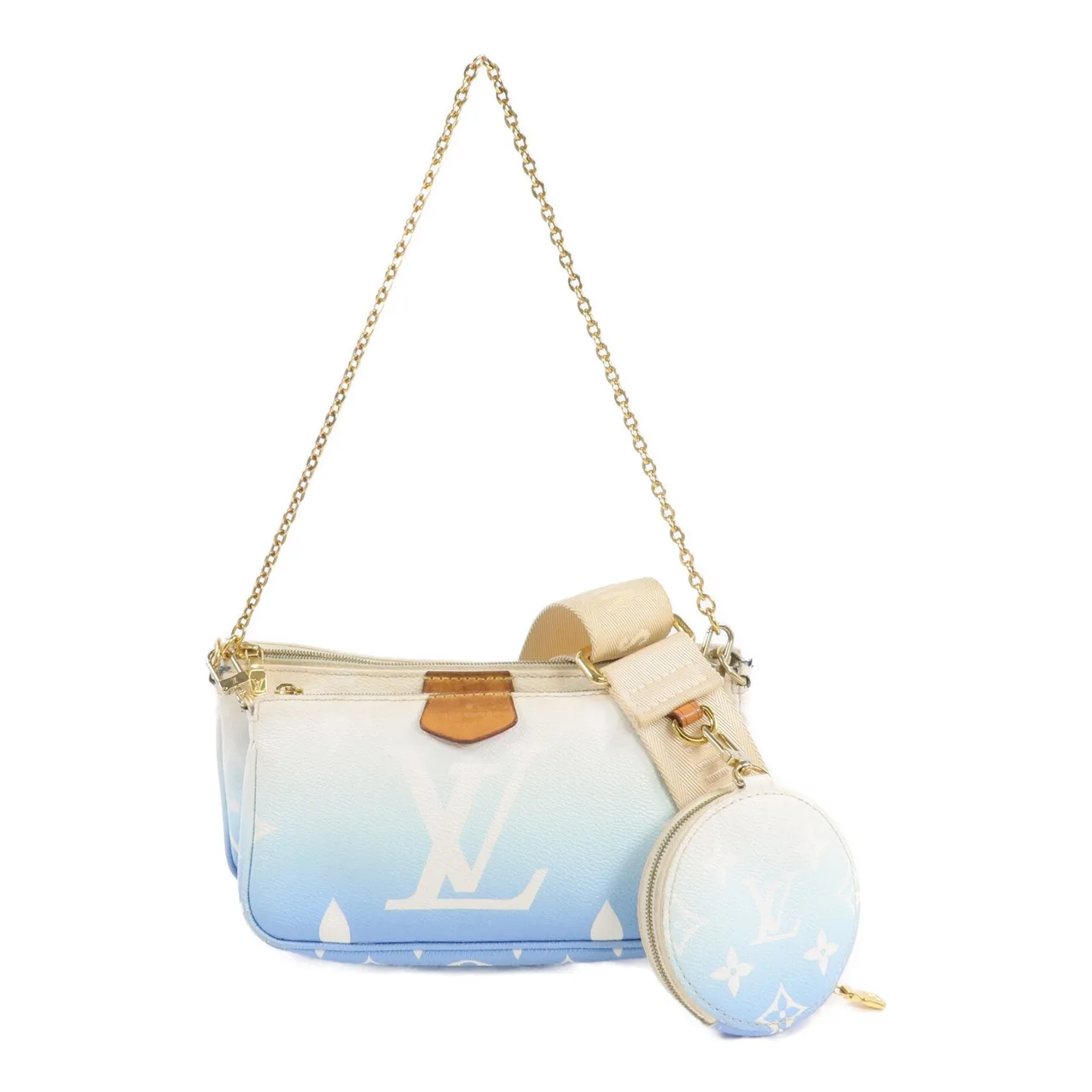 LOUIS VUITTON Multi Pochette M57633 2-Way Bag Coated Canvas 藍色