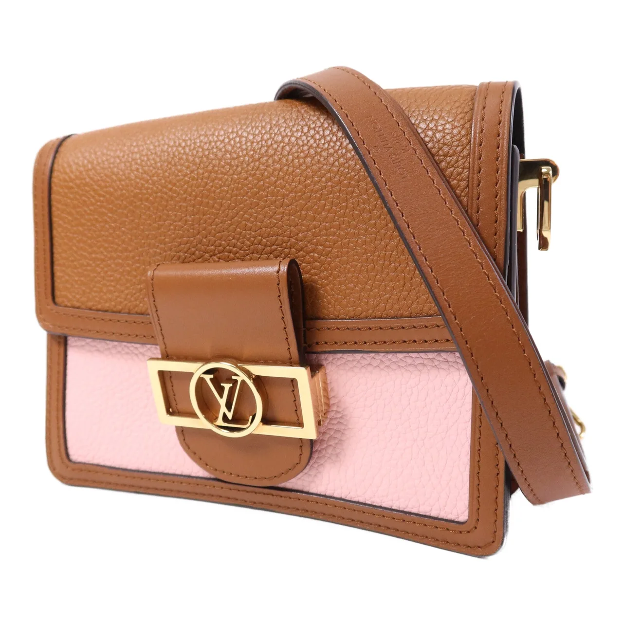 LOUIS VUITTON Mini Dauphine M53805 Shoulder Bag Calfskin 粉色 / 棕色 / Rose Ten Calfskin Rank A - Thumbnail 3