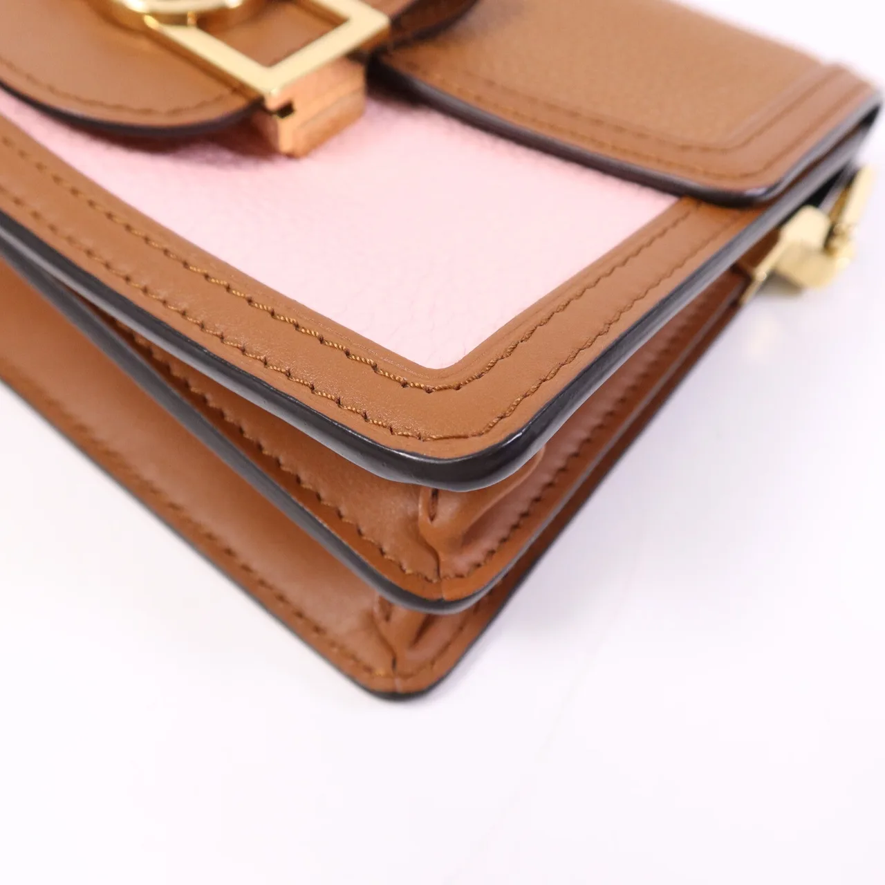 LOUIS VUITTON Mini Dauphine M53805 Shoulder Bag Calfskin 粉色 / 棕色 / Rose Ten Calfskin Rank A - Thumbnail 13