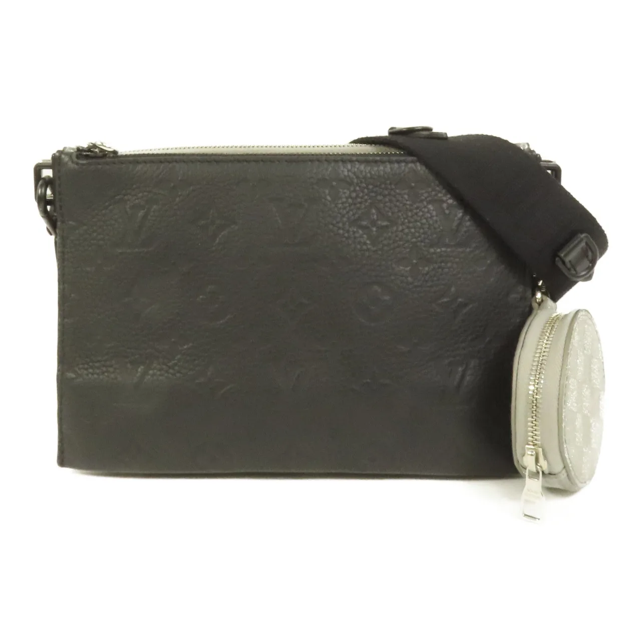LOUIS VUITTON Trio Pouch M59682 Shoulder Bag Leather 銀色 / 黑色