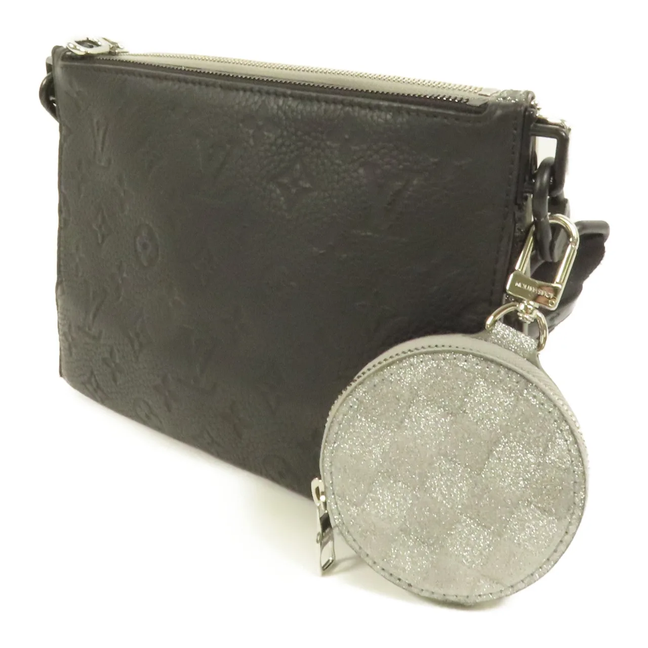 LOUIS VUITTON Trio Pouch M59682 Shoulder Bag Leather 銀色 / 黑色 Leather Rank A - Thumbnail 3