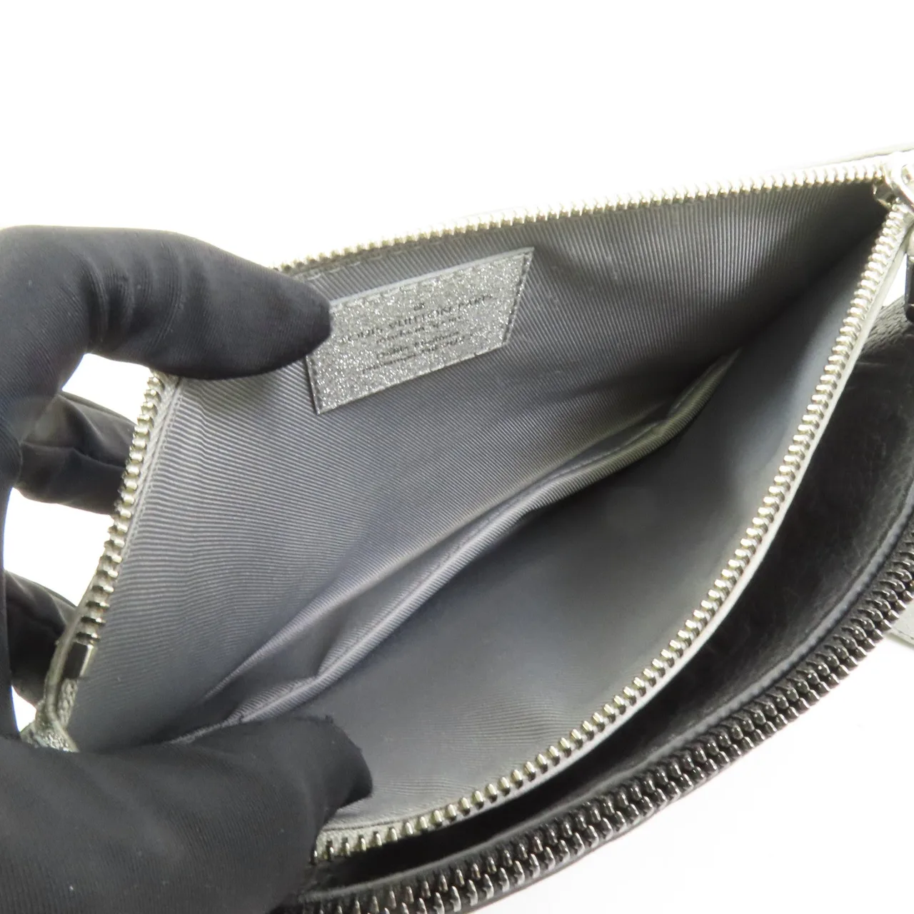 LOUIS VUITTON Trio Pouch M59682 Shoulder Bag Leather 銀色 / 黑色 Leather Rank A - Thumbnail 6