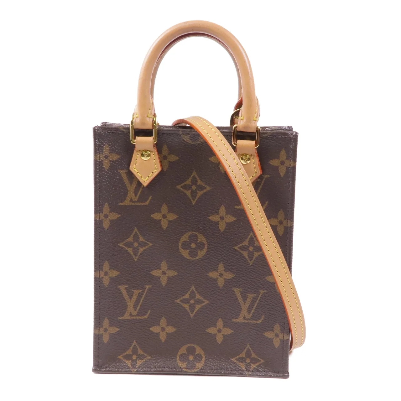 LOUIS VUITTON Petit Sac Plat M81295 兩用包 塗層帆布 棕色 / Brown