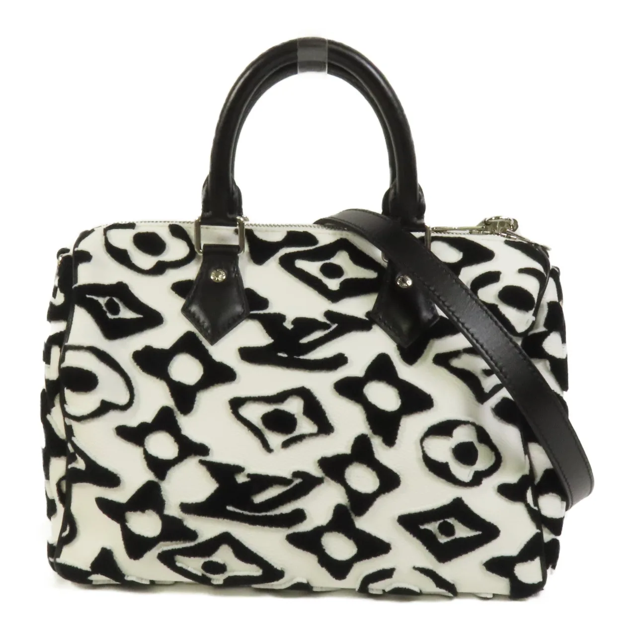 LOUIS VUITTON Speedy Bandouliere M45563 兩用包 塗層帆布 黑色 / 白色 / Black,White