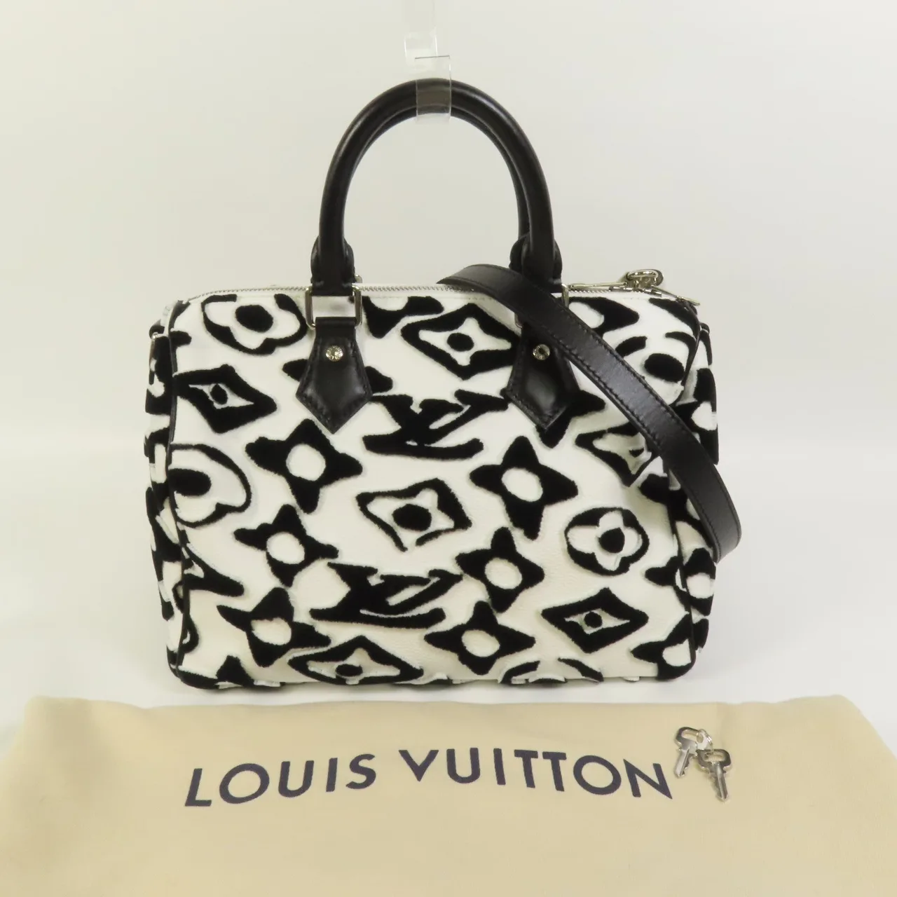 LOUIS VUITTON Speedy Bandouliere M45563 兩用包 塗層帆布 黑色 / 白色 / Black,White 塗層帆布 中古品A - 縮圖 12