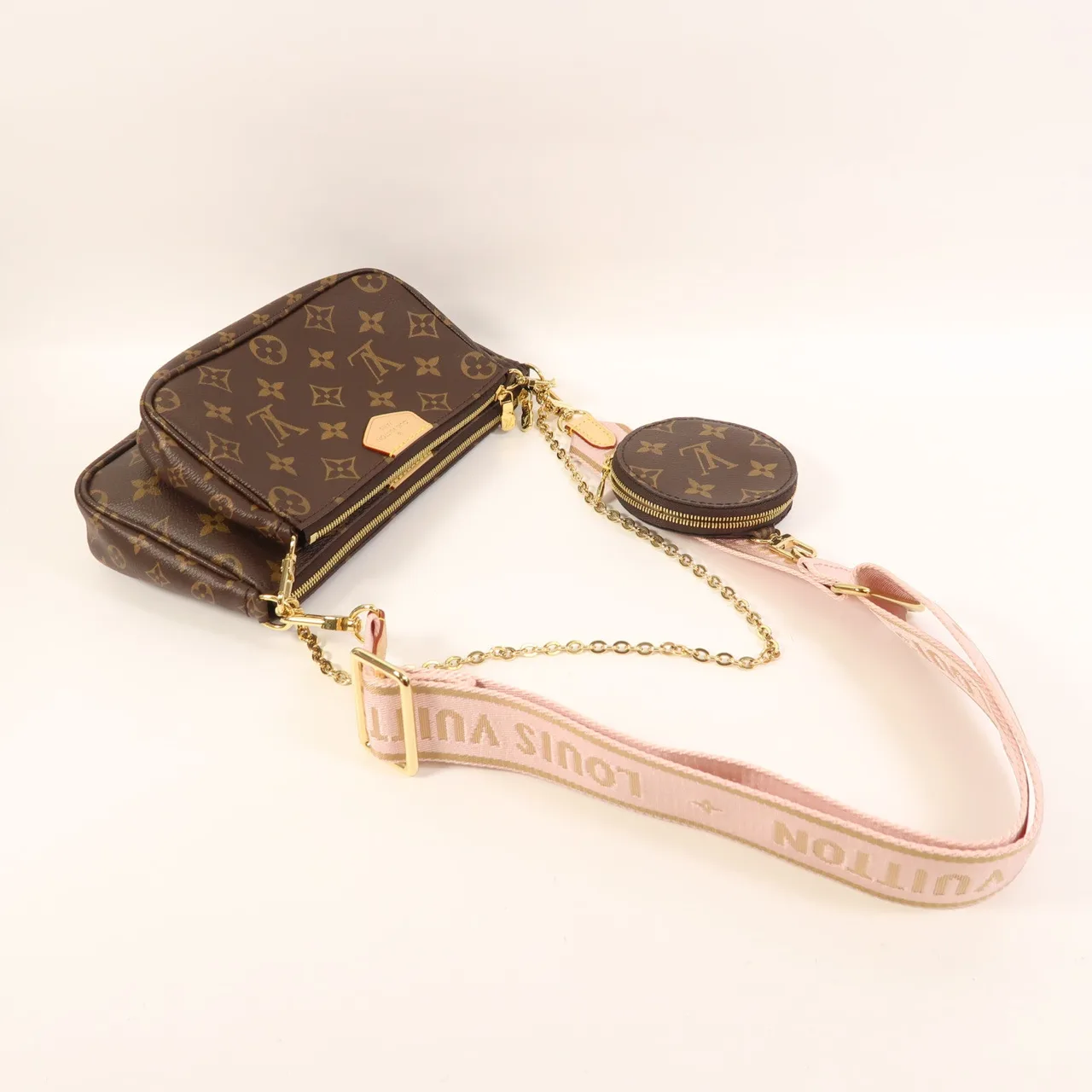 LOUIS VUITTON Multi Pochette M44840 2-Way Bag Coated Canvas 棕色 / pink Coated Canvas Rank A - Thumbnail 8