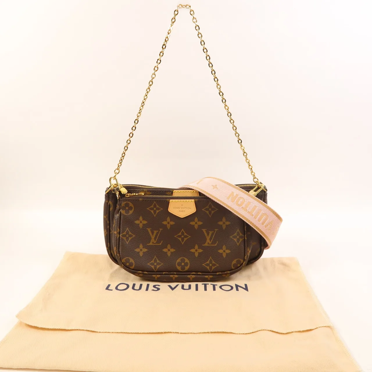 LOUIS VUITTON Multi Pochette M44840 2-Way Bag Coated Canvas 棕色 / pink Coated Canvas Rank A - Thumbnail 9