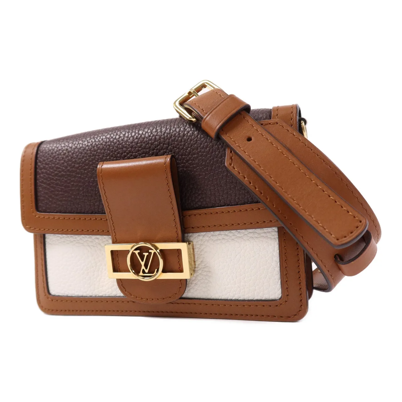 LOUIS VUITTON Dauphine M58881 Belt Bag Calfskin 棕色 / 白色 Calfskin Rank A - Thumbnail 3