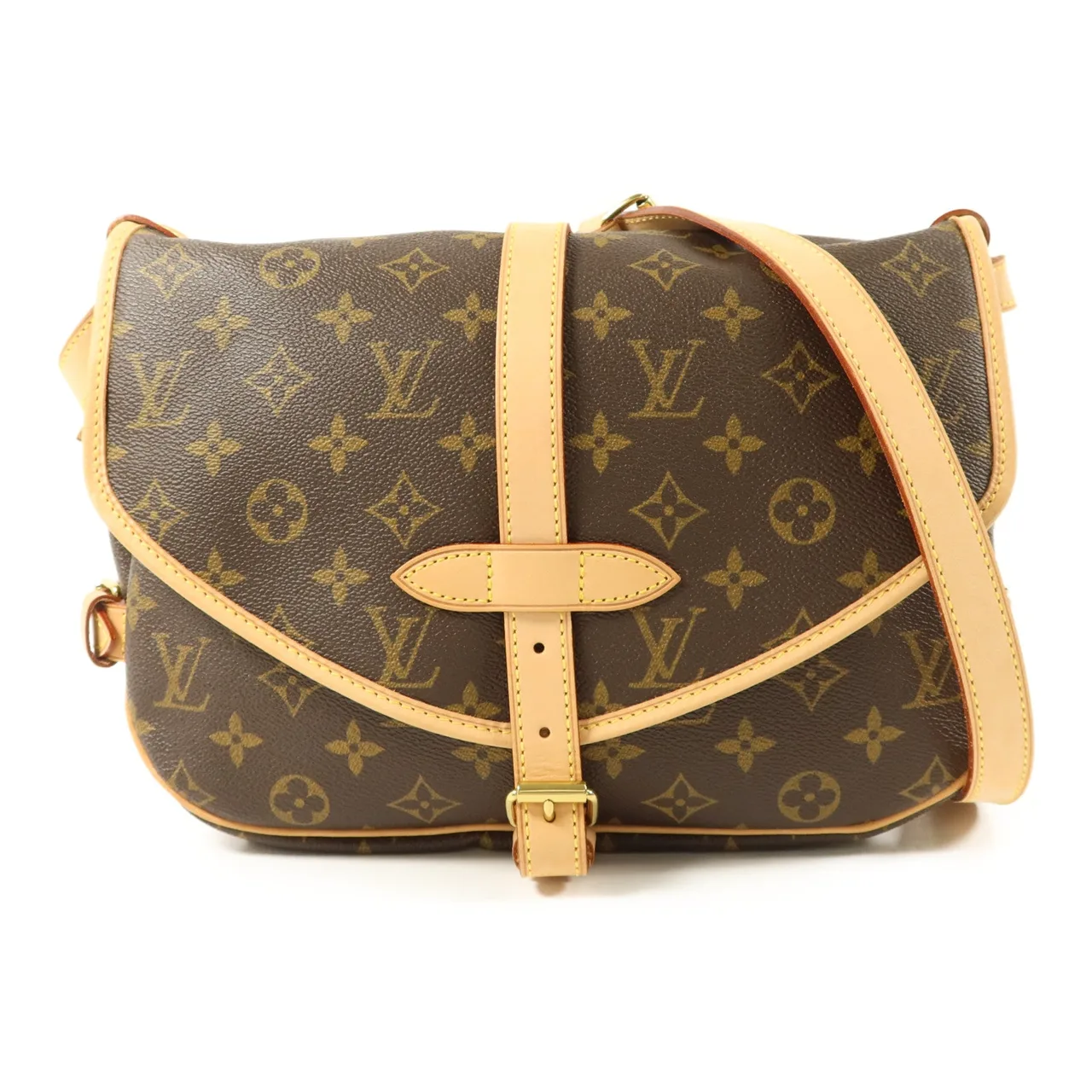 LOUIS VUITTON Saumur M42256 肩背包 塗層帆布 棕色
