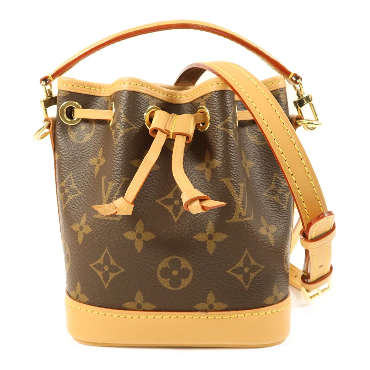 LOUIS VUITTON Nano Noe M81266 兩用包 塗層帆布 棕色