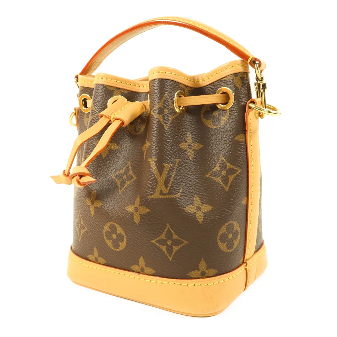 LOUIS VUITTON Nano Noe M81266 兩用包 塗層帆布 棕色 塗層帆布 中古品A - 縮圖 3