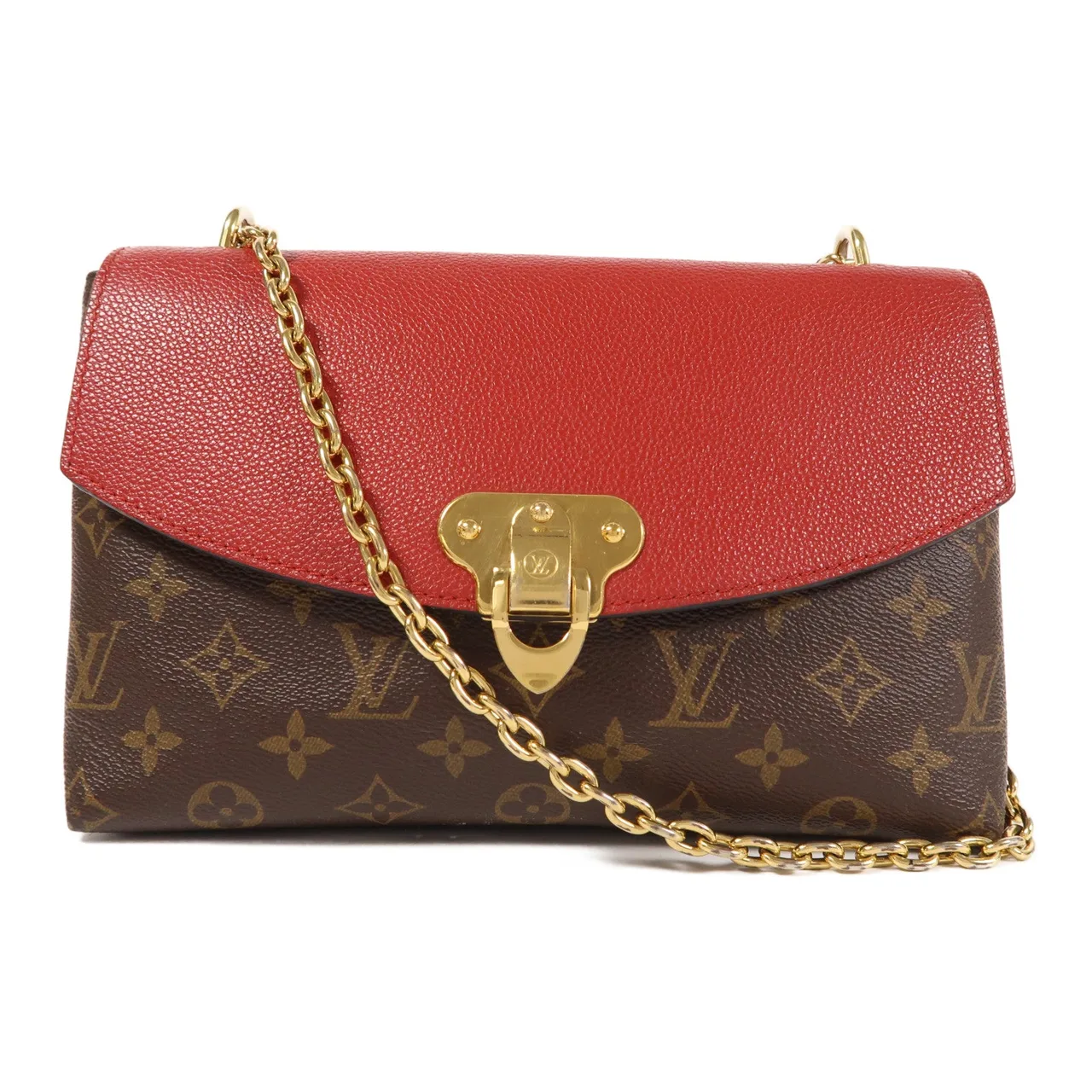 LOUIS VUITTON Saint Placide M43713 Shoulder Bag Coated Canvas 棕色 / 紅色 / Red
