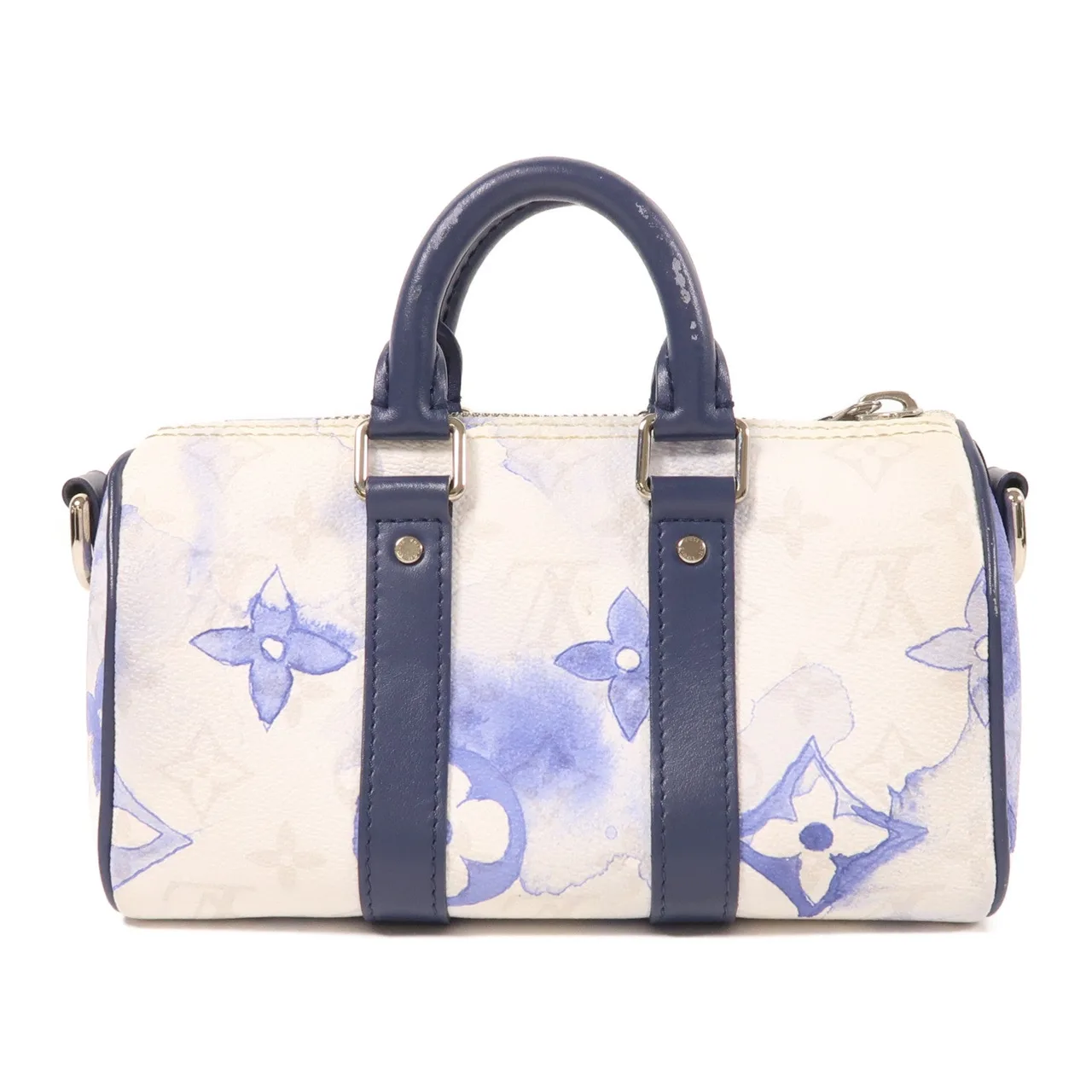 LOUIS VUITTON Keepall M45761 兩用包 塗層帆布 白色 / 藍色 / Blue/White 塗層帆布 中古品B - 縮圖 2