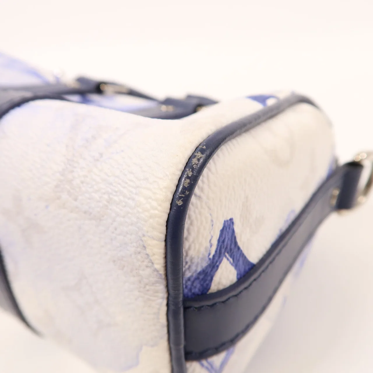 LOUIS VUITTON Keepall M45761 兩用包 塗層帆布 白色 / 藍色 / Blue/White 塗層帆布 中古品B - 縮圖 8