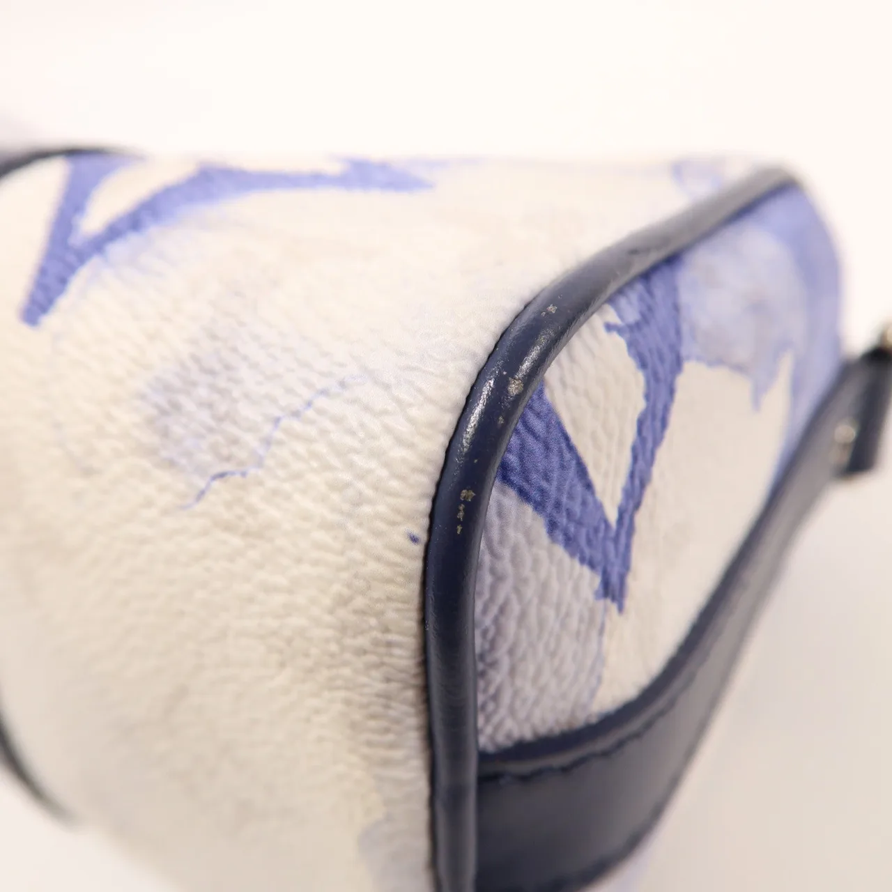 LOUIS VUITTON Keepall M45761 兩用包 塗層帆布 白色 / 藍色 / Blue/White 塗層帆布 中古品B - 縮圖 10