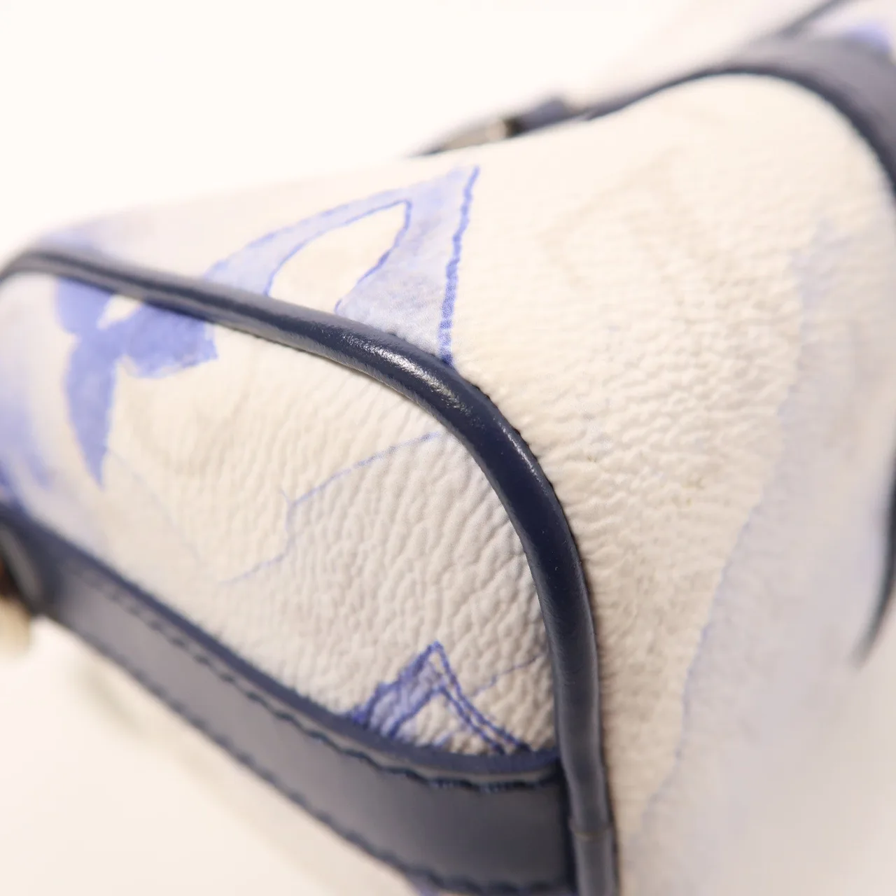 LOUIS VUITTON Keepall M45761 兩用包 塗層帆布 白色 / 藍色 / Blue/White 塗層帆布 中古品B - 縮圖 11