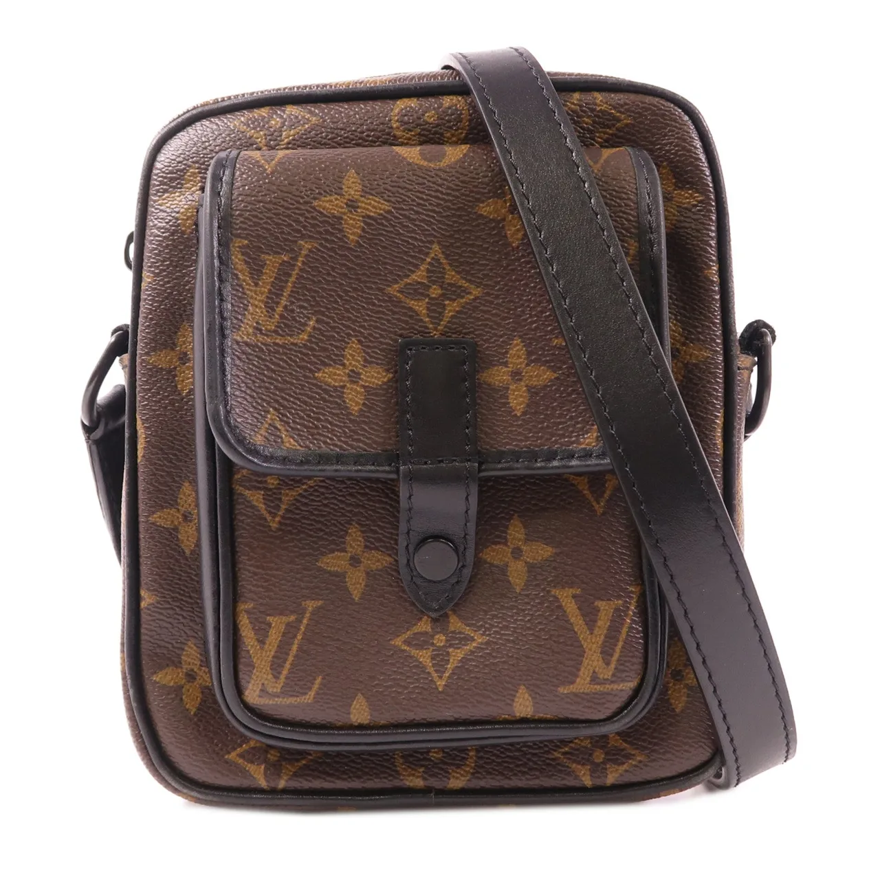 LOUIS VUITTON Christopher M69404 肩背包 塗層帆布 棕色 / 黑色