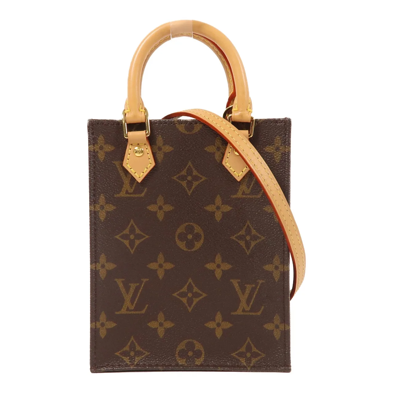 LOUIS VUITTON Petit Sac Plat M69442 兩用包 塗層帆布 棕色