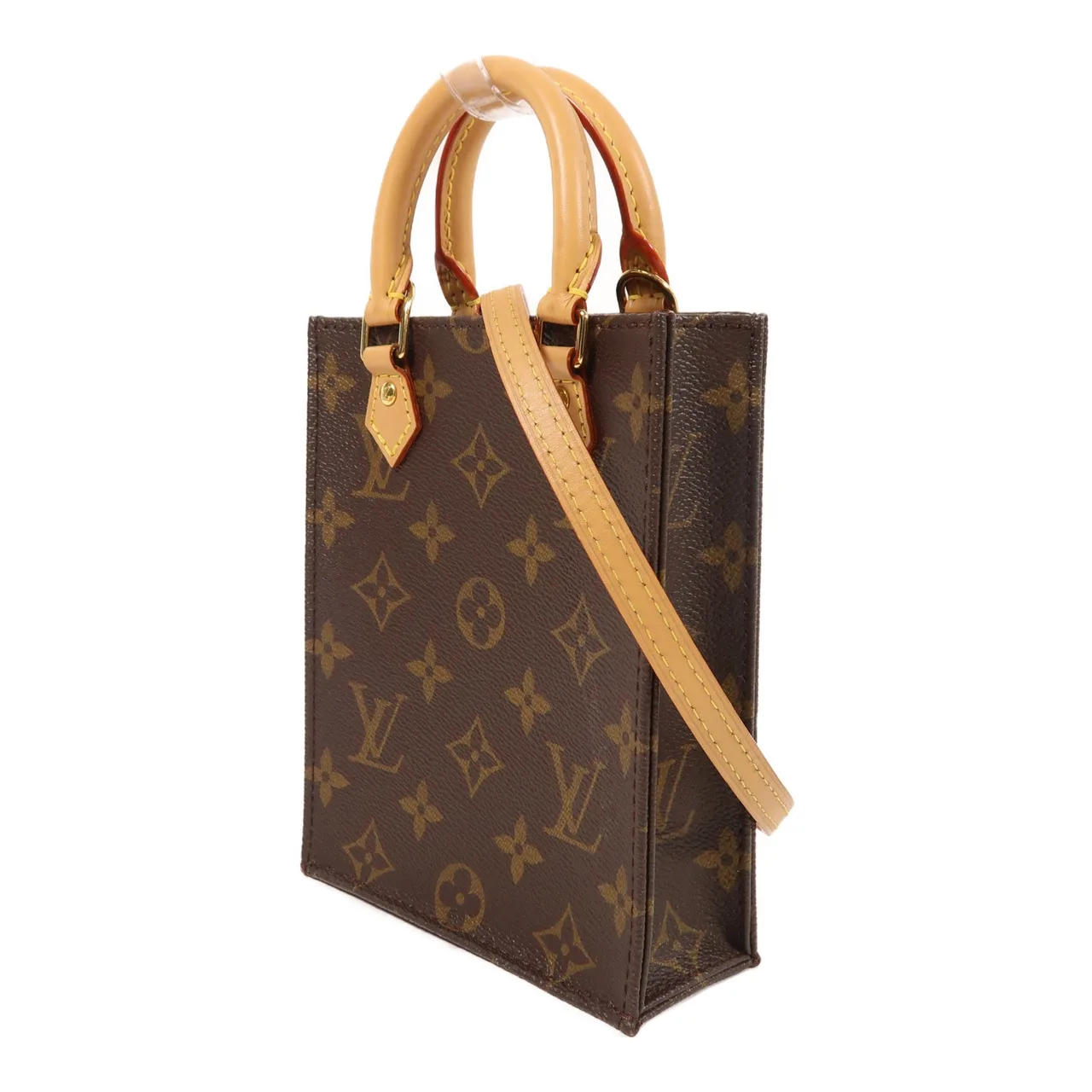 LOUIS VUITTON Petit Sac Plat M69442 兩用包 塗層帆布 棕色 塗層帆布 中古品A - 縮圖 3