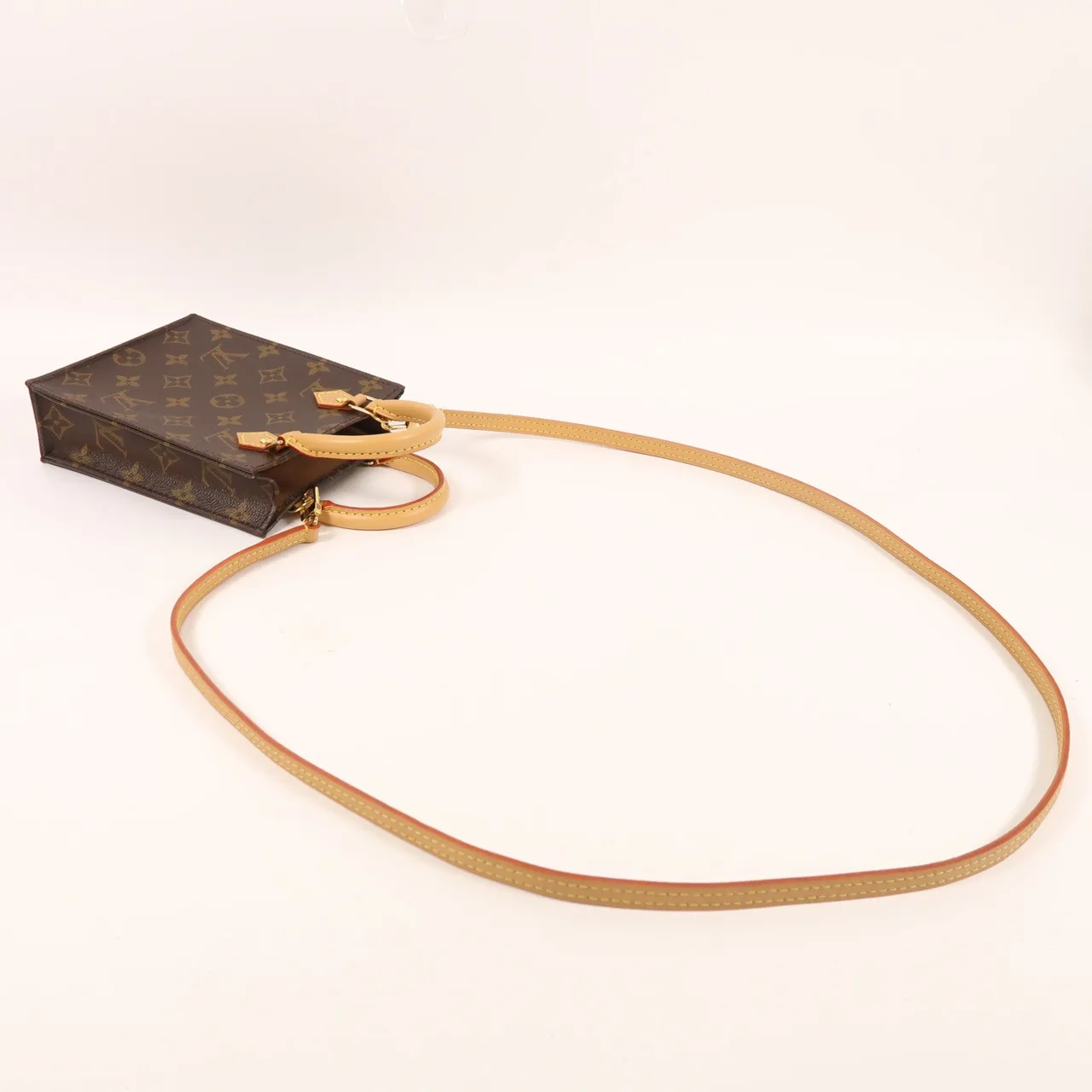 LOUIS VUITTON Petit Sac Plat M69442 兩用包 塗層帆布 棕色 塗層帆布 中古品A - 縮圖 8